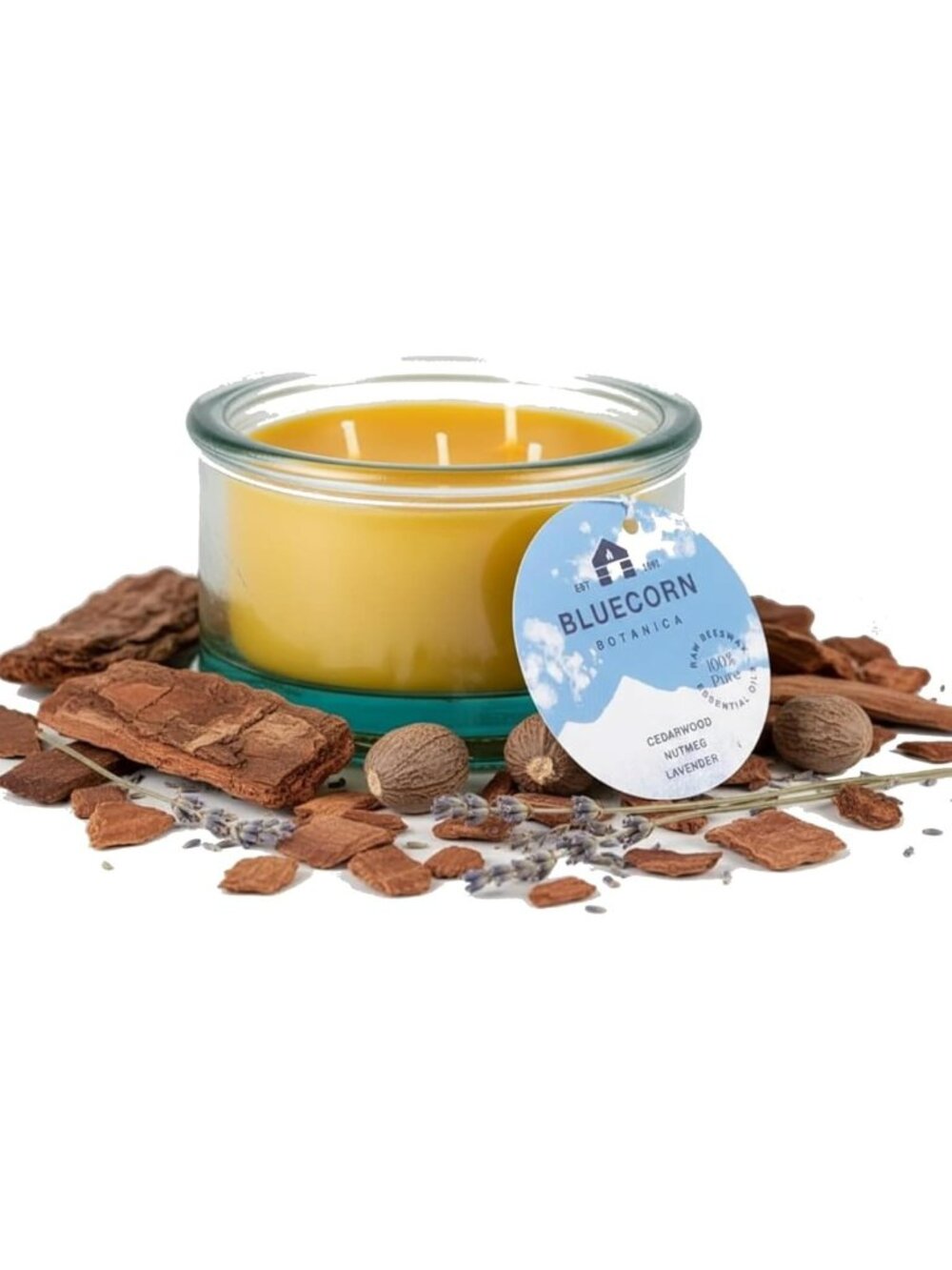 Natural Beeswax 3-Wick Candle - 10oz Cedarwood, Nutmeg & Lavender Scented